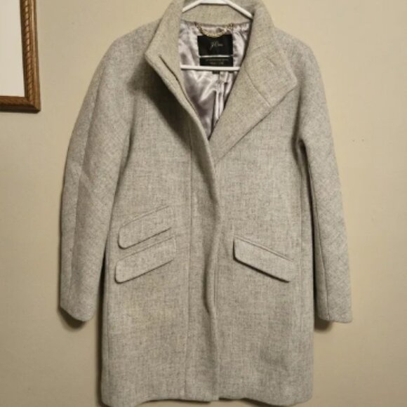J. Crew Italian Stadium Cloth by Nello Gori Cocoon Coat Gray 4 Petite Wool Blend - Picture 1 of 2